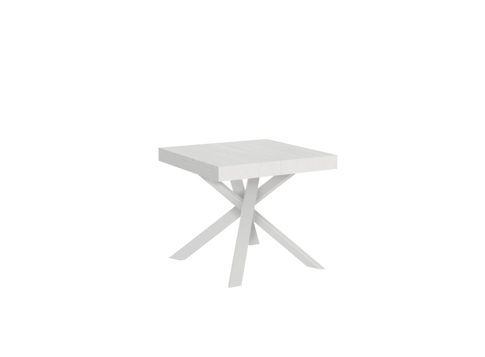 Mesa Clerk - Mesa extensible 90x90/194 cm Tapa de fresno Blanco Clerk - Patas blancas