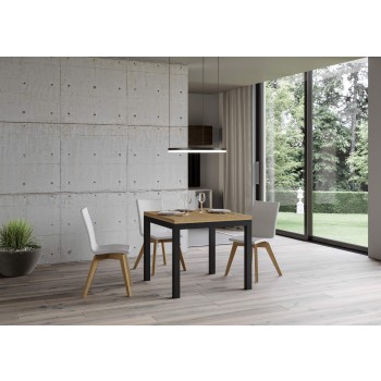 Mesa Everyday Libra Antracita - Mesa abatible 90x90/180 cm Estructura Everyday Libra Roble Nature Antracita