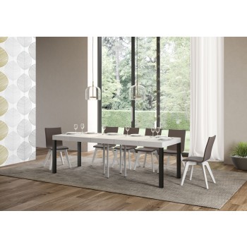 Mesa Everyday Premium - Mesa extensible 90x90/246 cm Estructura Everyday Premium Fresno Blanco Antracita