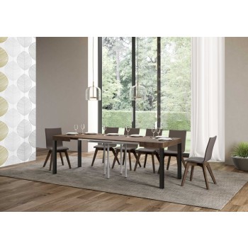 Everyday Table - Mesa extensible 90x90/246 cm Everyday Estructura Fresno Blanco Antracita