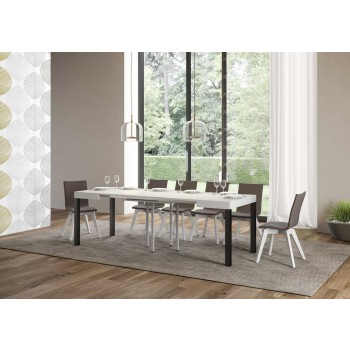 Everyday Table - Mesa extensible 90x90/246 cm Everyday Estructura Fresno Blanco Antracita