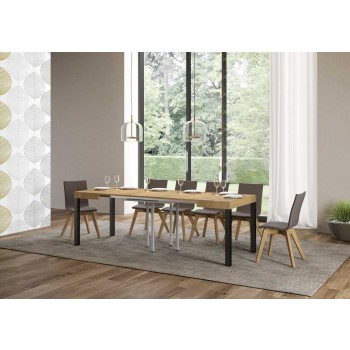 Everyday Table - Mesa extensible 90x90/246 cm Everyday Estructura Fresno Blanco Antracita