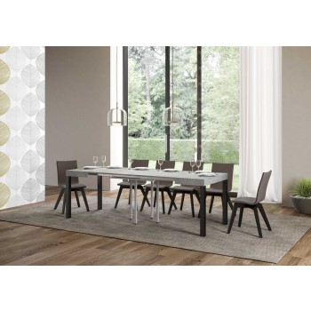 Everyday Table - Mesa extensible 90x90/246 cm Everyday Estructura Fresno Blanco Antracita