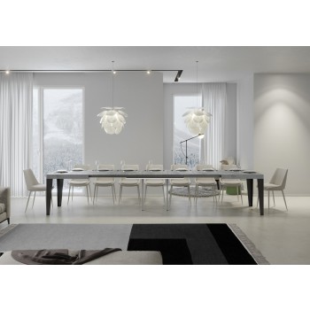 Mesa Flame Antracita - Mesa extensible 90x130/390 cm Estructura Flame Blanco Fresno Antracita