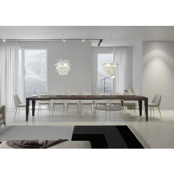 Mesa Flame Antracita - Mesa extensible 90x130/390 cm Estructura Flame Blanco Fresno Antracita