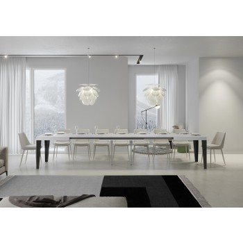 Mesa Flame Antracita - Mesa extensible 90x130/390 cm Estructura Flame Blanco Fresno Antracita