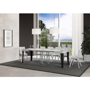 Mesa Flame Antracita - Mesa extensible 90x90/246 cm Estructura Flame Blanco Fresno Antracita