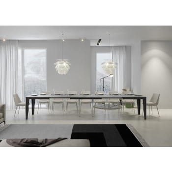 Mesa Flame Evolution Antracita - Mesa extensible 90x120/380 cm Estructura Flame Evolution Fresno Blanco Antracita