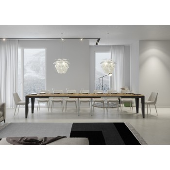 Mesa Flame Evolution Antracita - Mesa extensible 90x120/380 cm Estructura Flame Evolution Fresno Blanco Antracita