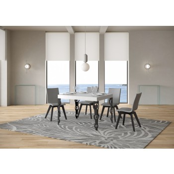 Mesa Karamay Antracita - Mesa extensible 70x110/194 cm Estructura Karamay Fresno Blanco Antracita