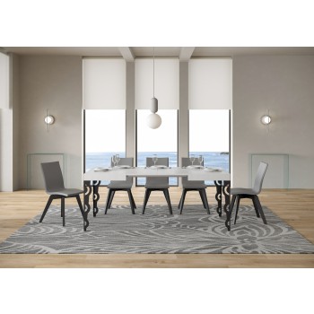 Mesa Karamay Antracita - Mesa extensible 70x110/194 cm Estructura Karamay Fresno Blanco Antracita