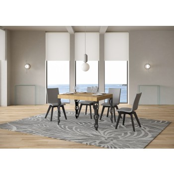 Mesa Karamay Antracita - Mesa extensible 70x110/194 cm Estructura Karamay Fresno Blanco Antracita