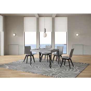 Mesa Karamay Antracita - Mesa extensible 70x110/194 cm Estructura Karamay Fresno Blanco Antracita