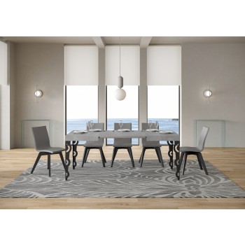 Mesa Karamay Antracita - Mesa extensible 70x110/194 cm Estructura Karamay Fresno Blanco Antracita