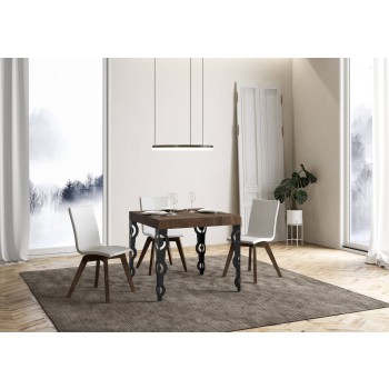 Mesa Karamay Antracita - Mesa extensible 90x90/246 cm Estructura Karamay Fresno Blanco Antracita