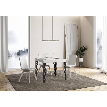 Mesa Karamay Antracita - Mesa extensible 90x90/246 cm Estructura Karamay Fresno Blanco Antracita