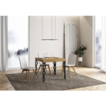 Mesa Karamay Antracita - Mesa extensible 90x90/246 cm Estructura Karamay Fresno Blanco Antracita