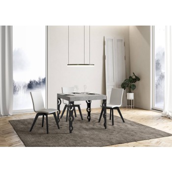 Mesa Karamay Antracita - Mesa extensible 90x90/246 cm Estructura Karamay Fresno Blanco Antracita