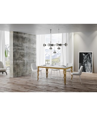 Mesa Karamay Evolution Gold - Mesa extensible 90x120/224 cm Karamay Evolution Estructura Oro Blanco Fresno