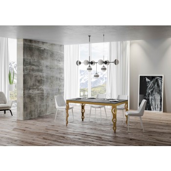 Mesa Karamay Evolution Gold - Mesa extensible 90x160/264 cm Karamay Evolution Estructura Oro Blanco Fresno