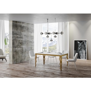 Mesa Karamay Evolution Gold - Mesa extensible 90x160/264 cm Karamay Evolution Estructura Oro Blanco Fresno