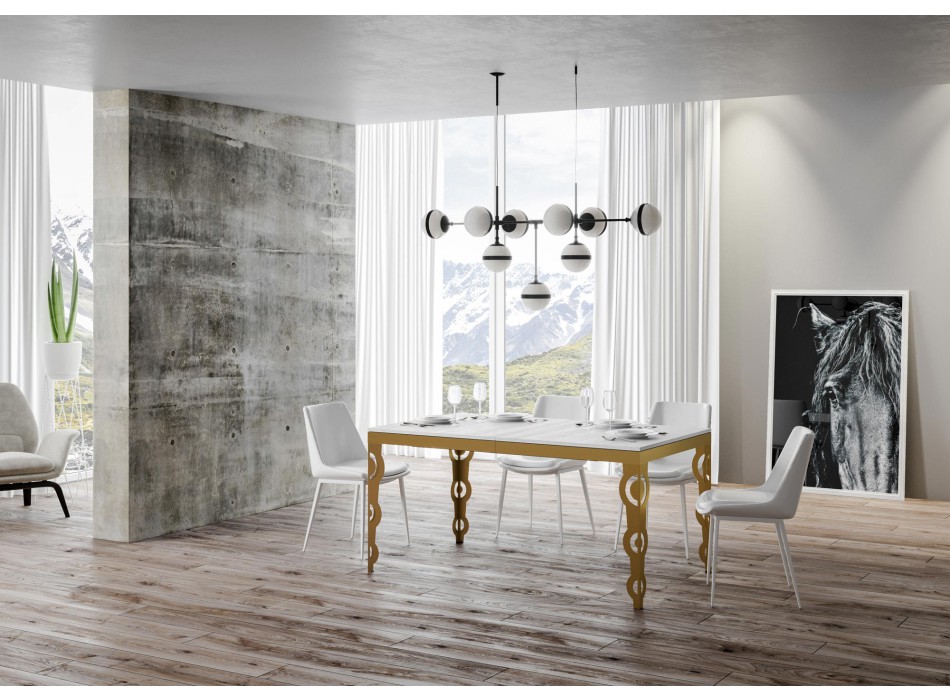 Mesa Karamay Evolution Gold - Mesa extensible 90x160/420 cm Karamay Evolution Estructura Oro Blanco Fresno