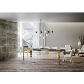 Mesa Karamay Evolution Gold - Mesa extensible 90x180/284 cm Karamay Evolution Estructura Oro Blanco Fresno