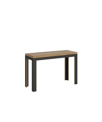 Linea Double Table - Mesa abatible 120/200x45/90 cm Linea Double Oak Nature estructura Antracita