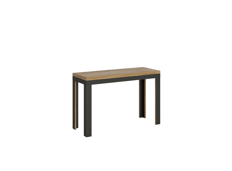 Linea Double Table - Mesa abatible 120/200x45/90 cm Linea Double Oak Nature estructura Antracita