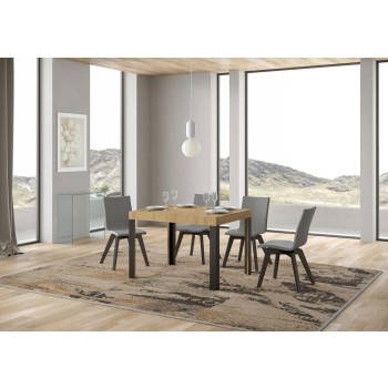 Linea Table - Mesa extensible 70x110/194 cm Linea White Ash Estructura Antracita