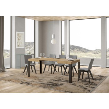 Linea Table - Mesa extensible 70x110/194 cm Linea White Ash Estructura Antracita