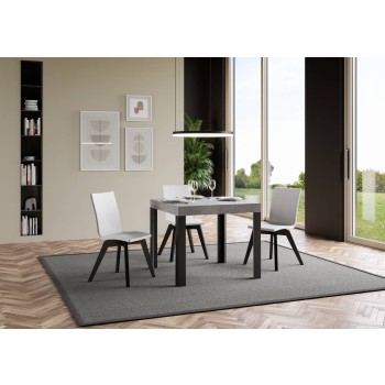 Linea Table - Mesa extensible 90x90/246 cm Linea White Ash Estructura Antracita