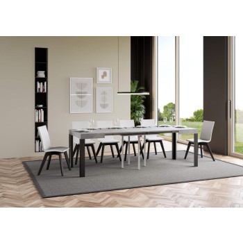 Linea Table - Mesa extensible 90x90/246 cm Linea White Ash Estructura Antracita