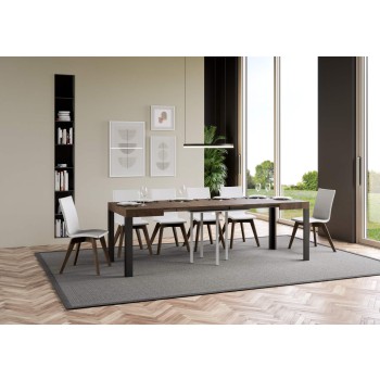 Linea Table - Mesa extensible 90x90/246 cm Linea White Ash Estructura Antracita