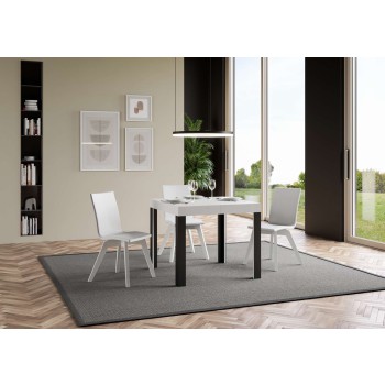 Linea Table - Mesa extensible 90x90/246 cm Linea White Ash Estructura Antracita