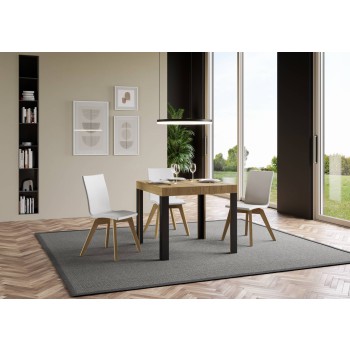 Linea Table - Mesa extensible 90x90/246 cm Linea White Ash Estructura Antracita