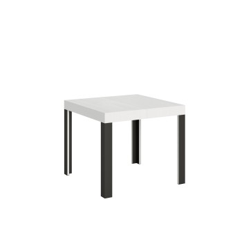 Linea Table - Mesa extensible 90x90/246 cm Linea White Ash Estructura Antracita