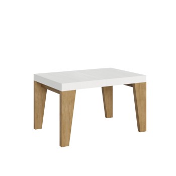 Mesa Naxy Mix - Mesa extensible 90x130/234 cm Tapa Naxy Mix Fresno Blanco - Patas Nogal