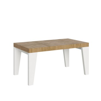 Mesa Naxy Mix - Mesa extensible 90x160/264 cm Tapa Naxy Mix Fresno Blanco - Patas Nogal