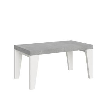 Mesa Naxy Mix - Mesa extensible 90x160/264 cm Tapa Naxy Mix Fresno Blanco - Patas Nogal