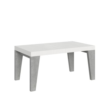 Mesa Naxy Mix - Mesa extensible 90x160/264 cm Tapa Naxy Mix Fresno Blanco - Patas Nogal