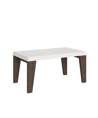 Mesa Naxy Mix - Mesa extensible 90x160/264 cm Tapa Naxy Mix Fresno Blanco - Patas Nogal