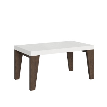 Mesa Naxy Mix - Mesa extensible 90x160/264 cm Tapa Naxy Mix Fresno Blanco - Patas Nogal