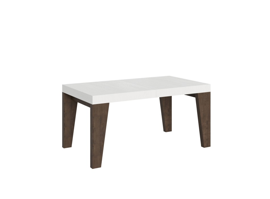 Mesa Naxy Mix - Mesa extensible 90x160/264 cm Tapa Naxy Mix Fresno Blanco - Patas Nogal