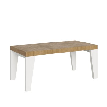 Mesa Naxy Mix - Mesa extensible 90x180/284 cm Tapa Naxy Mix Fresno Blanco - Patas Nogal