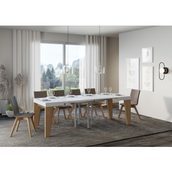 Mesa Naxy - Mesa extensible 90x90/246 cm Naxy Fresno Blanco