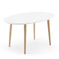 Oqui mesa extensible ovalada de MDF lacado blanco fondo 90cm