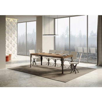 Mesa Paxon Antracita - Mesa extensible 90X120/224 cm Estructura Paxon Fresno Blanco Antracita