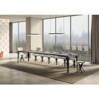 Mesa Paxon Antracita - Mesa extensible 90x130/390 cm Estructura Paxon Fresno Blanco Antracita