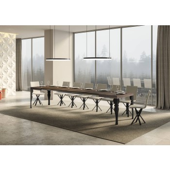 Mesa Paxon Antracita - Mesa extensible 90x130/390 cm Estructura Paxon Fresno Blanco Antracita